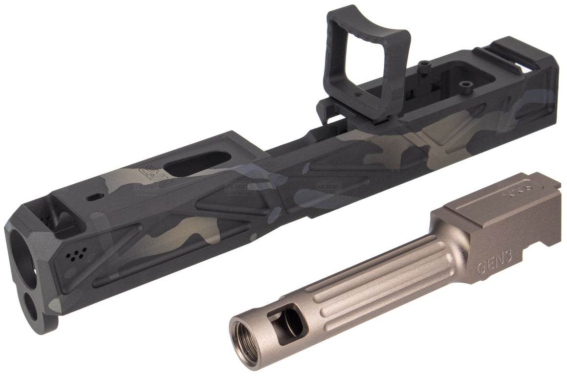 JDG WAR Afterburner RMR Slide Set for UMAREX Glock 19 Gen3 Airsoft Pistol ( Licensed by WAR ) ( Cerakote MutliCam Black Slide )