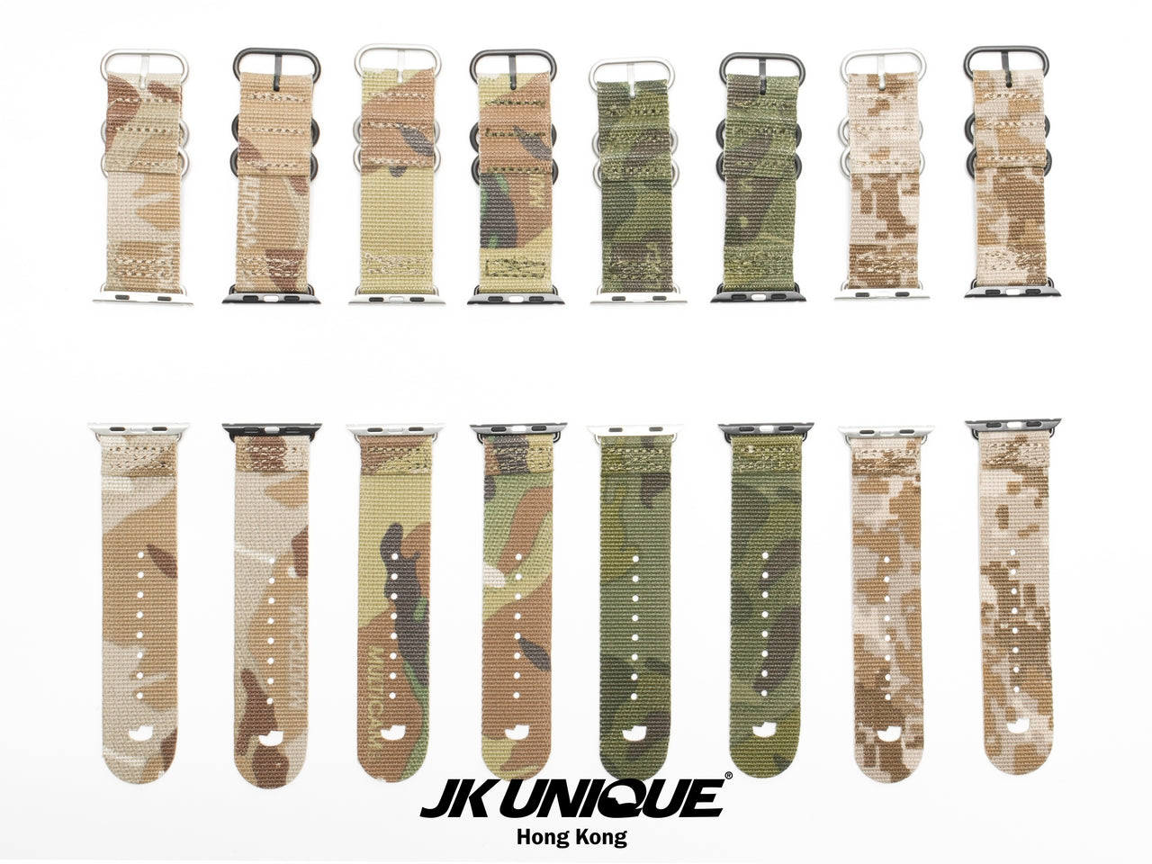 JK UNIQUE CAMO NYLON Apple Watch Strap 42mm Black Buckle - Multicam
