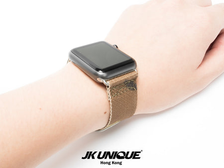JK UNIQUE CAMO NYLON Apple Watch Strap 42mm Silver Buckle - Multicam