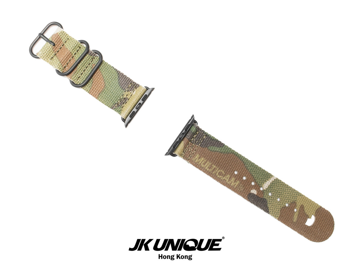 JK UNIQUE CAMO NYLON Apple Watch Strap 42mm Black Buckle - Multicam