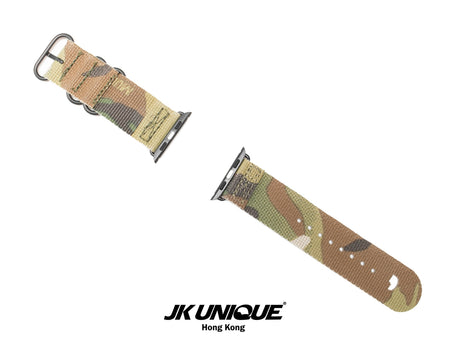 JK UNIQUE CAMO NYLON Apple Watch Strap 42mm Black Buckle - Multicam
