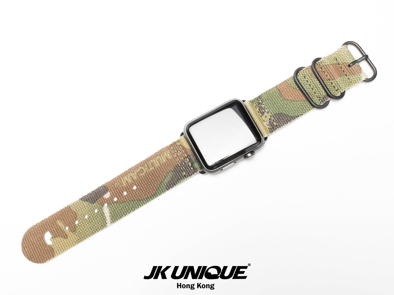 JK UNIQUE CAMO NYLON Apple Watch Strap 42mm Black Buckle - Multicam