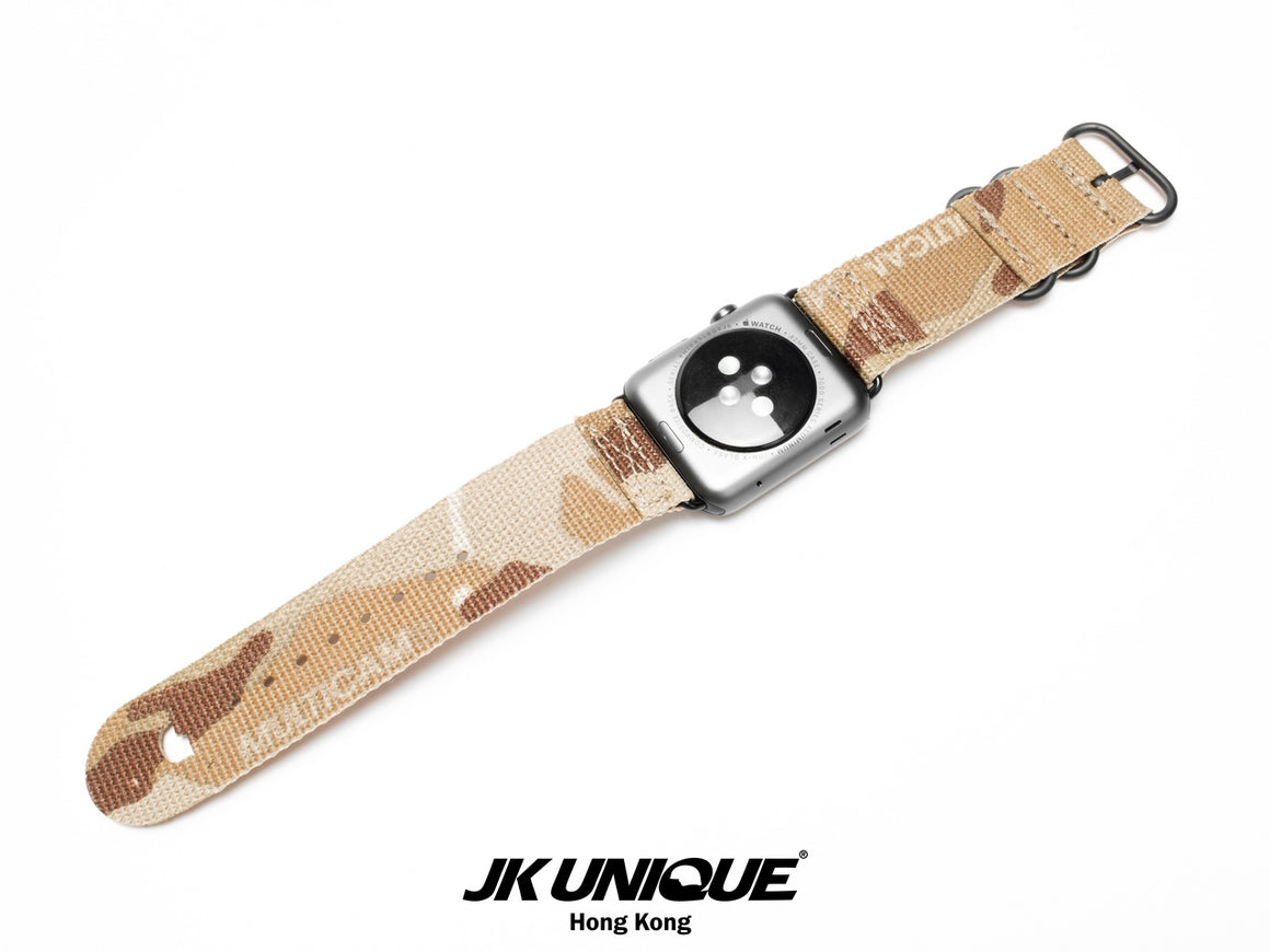 JK UNIQUE CAMO NYLON Apple Watch Strap 42mm Black Buckle - Multicam Arid