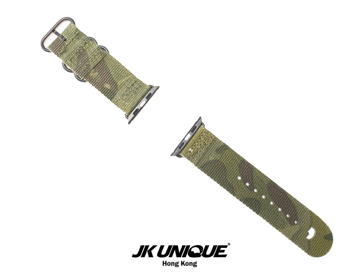 JK UNIQUE CAMO NYLON Apple Watch Strap 42mm Black Buckle - Multicam Tropic