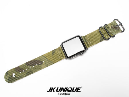JK UNIQUE CAMO NYLON Apple Watch Strap 42mm Black Buckle - Multicam Tropic