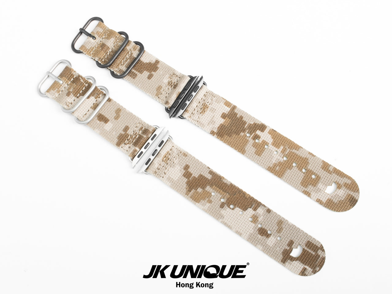 JK UNIQUE CAMO NYLON Apple Watch Strap 42mm Silver Buckle - AOR1 ( Digital Desert )