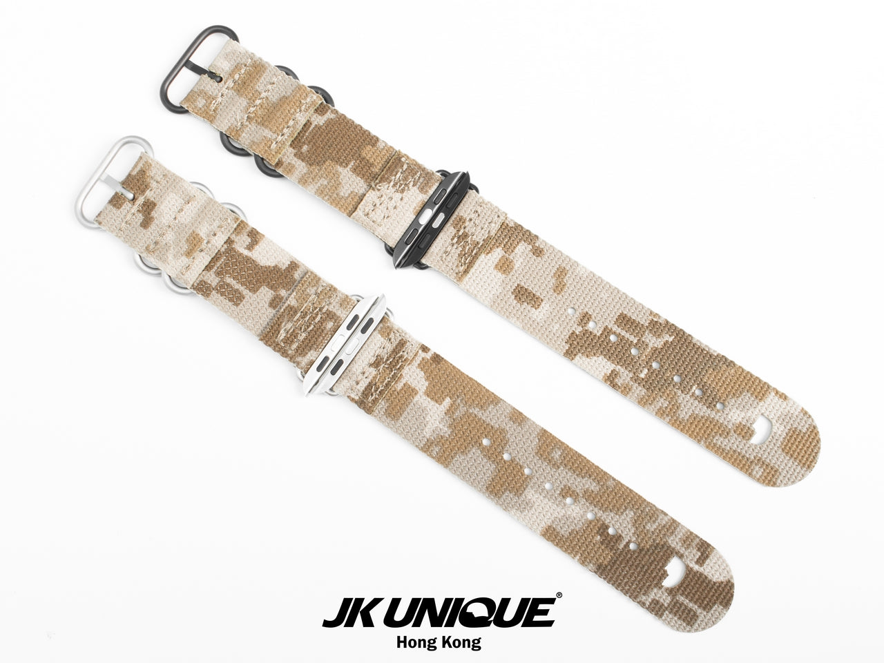 JK UNIQUE CAMO NYLON Apple Watch Strap 42mm Silver Buckle - AOR1 ( Digital Desert )