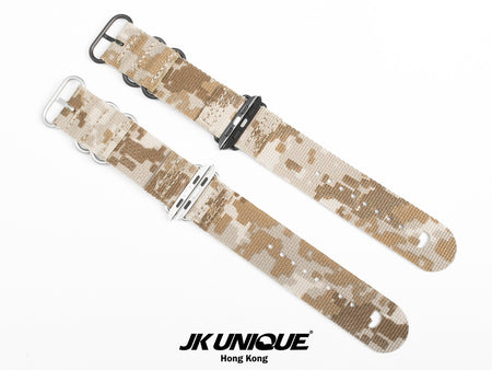 JK UNIQUE CAMO NYLON Apple Watch Strap 42mm Silver Buckle - AOR1 ( Digital Desert )