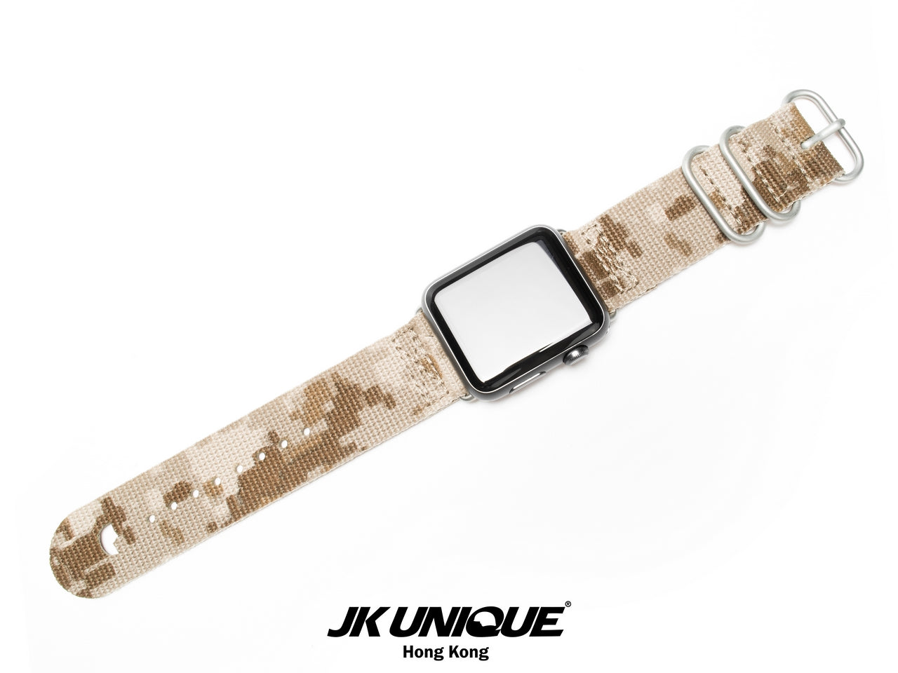 JK UNIQUE CAMO NYLON Apple Watch Strap 42mm Silver Buckle - AOR1 ( Digital Desert )