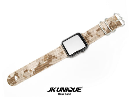 JK UNIQUE CAMO NYLON Apple Watch Strap 42mm Silver Buckle - AOR1 ( Digital Desert )