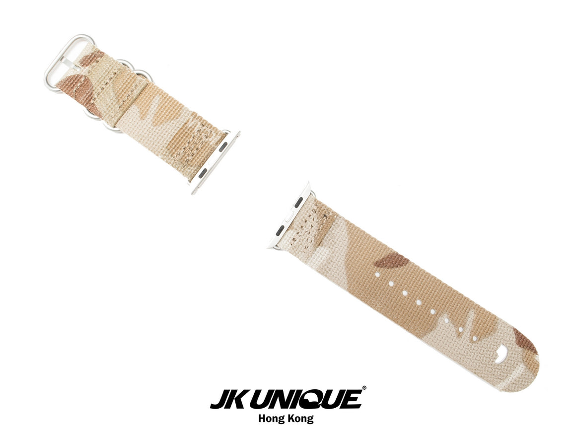 JK UNIQUE CAMO NYLON Apple Watch Strap 42mm Silver Buckle - Multicam Arid