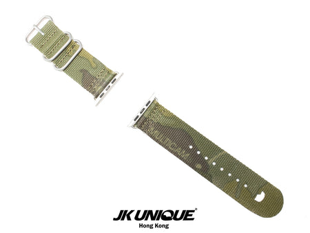JK UNIQUE CAMO NYLON Apple Watch Strap 42mm Silver Buckle - Multicam Tropic