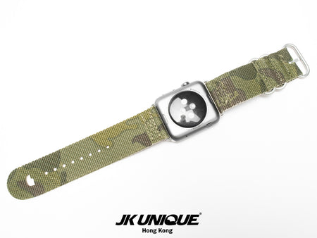 JK UNIQUE CAMO NYLON Apple Watch Strap 42mm Silver Buckle - Multicam Tropic