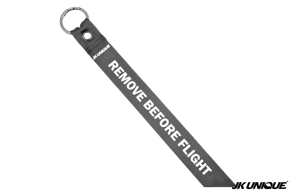 JK UNIQUE RB Webbing Keychain 13Inch - Remove Before Flight ( Black )