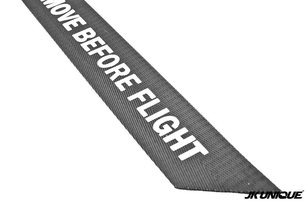 JK UNIQUE RB Webbing Keychain 13Inch - Remove Before Flight ( Black )