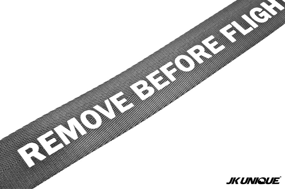 JK UNIQUE RB Webbing Keychain 13Inch - Remove Before Flight ( Black )
