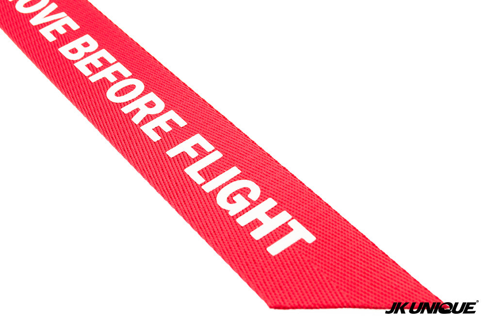 JK UNIQUE RB Webbing Keychain 13Inch - Remove Before Flight ( Red )