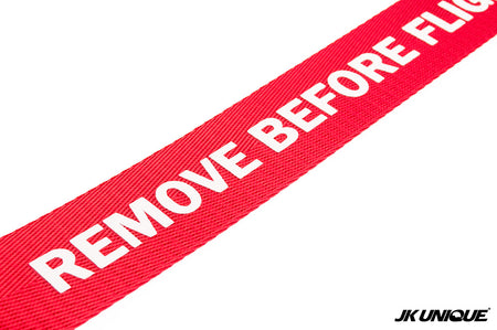 JK UNIQUE RB Webbing Keychain 13Inch - Remove Before Flight ( Red )