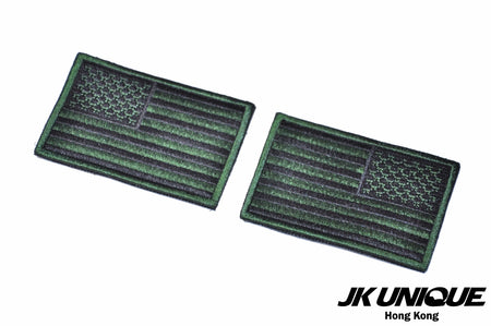 JK UNIQUE Patch - USA FLAG ( Black x Green ) ( Left / Right ) ( Free Shipping )-Reverse