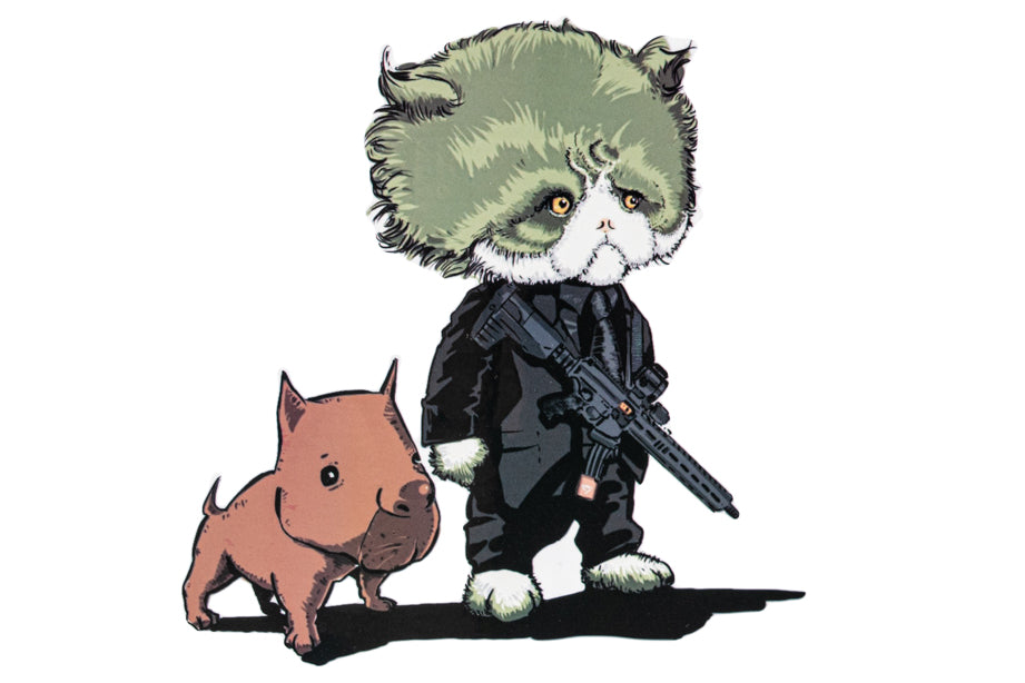 J.K.ARMY Prozi John Cat Style #MIL09 PVC Sticker ( 1Set / 4pcs ) ( Free Shipping ) #jkarmycat #jkarmymeow #jkmeow #johnwick