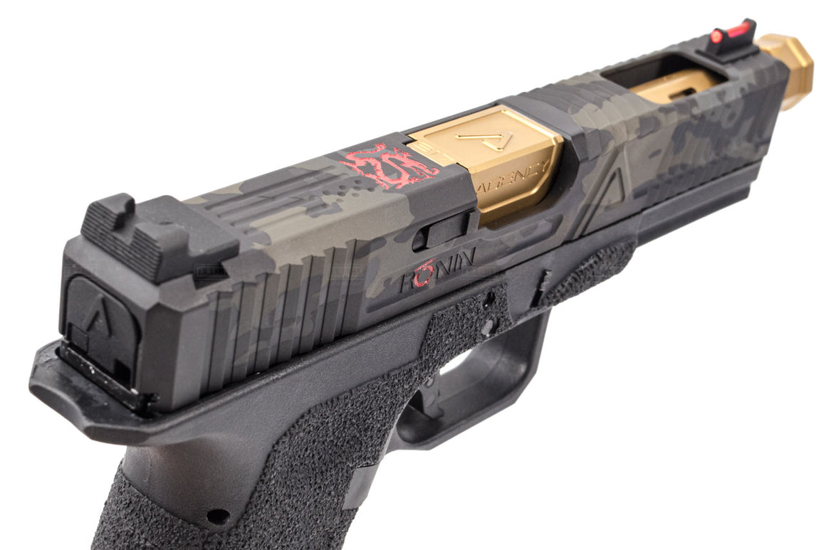 RWC Agency Arms EXA with 917 Threaded Outer Barrel GBB Pistol ( RONIN Gold Barrel Edition ) ( VFC System ) ( Titanium Nitride (TiN) Barrel )