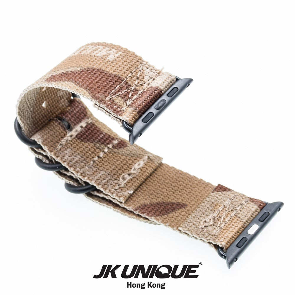 JK UNIQUE CAMO NYLON Apple Watch Strap 42mm Black Buckle - Multicam Arid