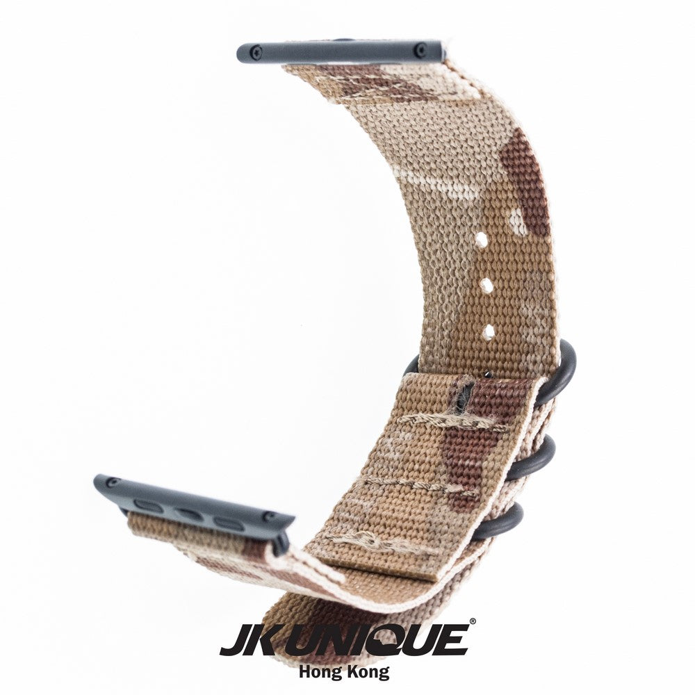 JK UNIQUE CAMO NYLON Apple Watch Strap 42mm Black Buckle - Multicam Arid