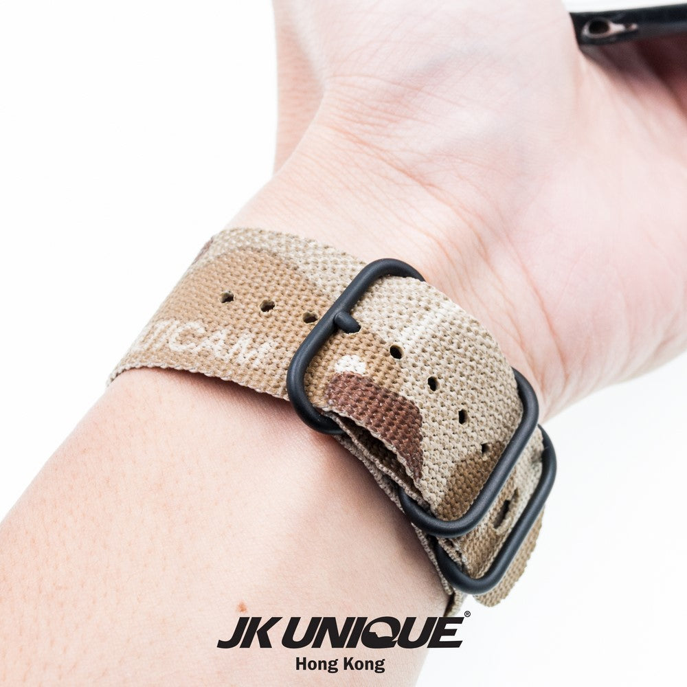 JK UNIQUE CAMO NYLON Apple Watch Strap 42mm Black Buckle - Multicam Arid