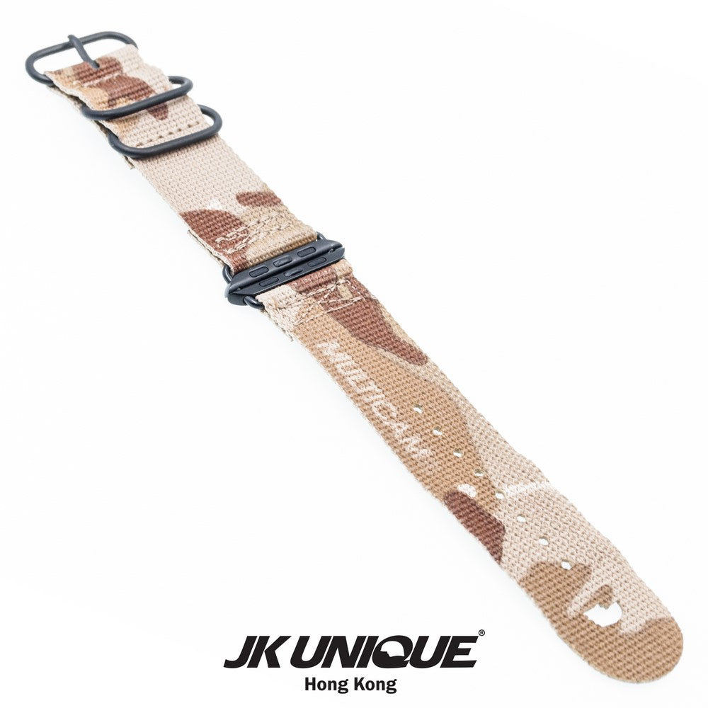 JK UNIQUE CAMO NYLON Apple Watch Strap 42mm Black Buckle - Multicam Arid