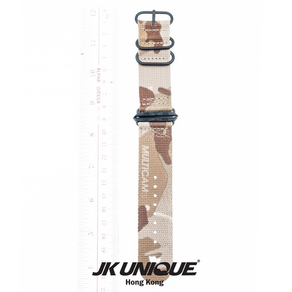 JK UNIQUE CAMO NYLON Apple Watch Strap 42mm Black Buckle - Multicam Arid