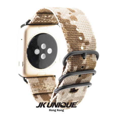 JK UNIQUE CAMO NYLON Apple Watch Strap 42mm Black Buckle - AOR1 ( Digital Desert )