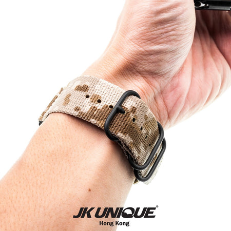 JK UNIQUE CAMO NYLON Apple Watch Strap 42mm Black Buckle - AOR1 ( Digital Desert )