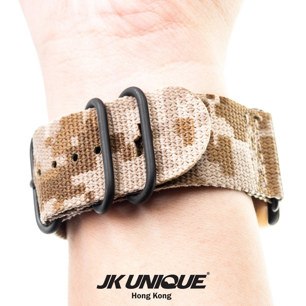 JK UNIQUE CAMO NYLON Apple Watch Strap 42mm Black Buckle - AOR1 ( Digital Desert )