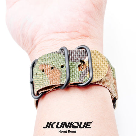JK UNIQUE CAMO NYLON Apple Watch Strap 42mm Black Buckle - Multicam