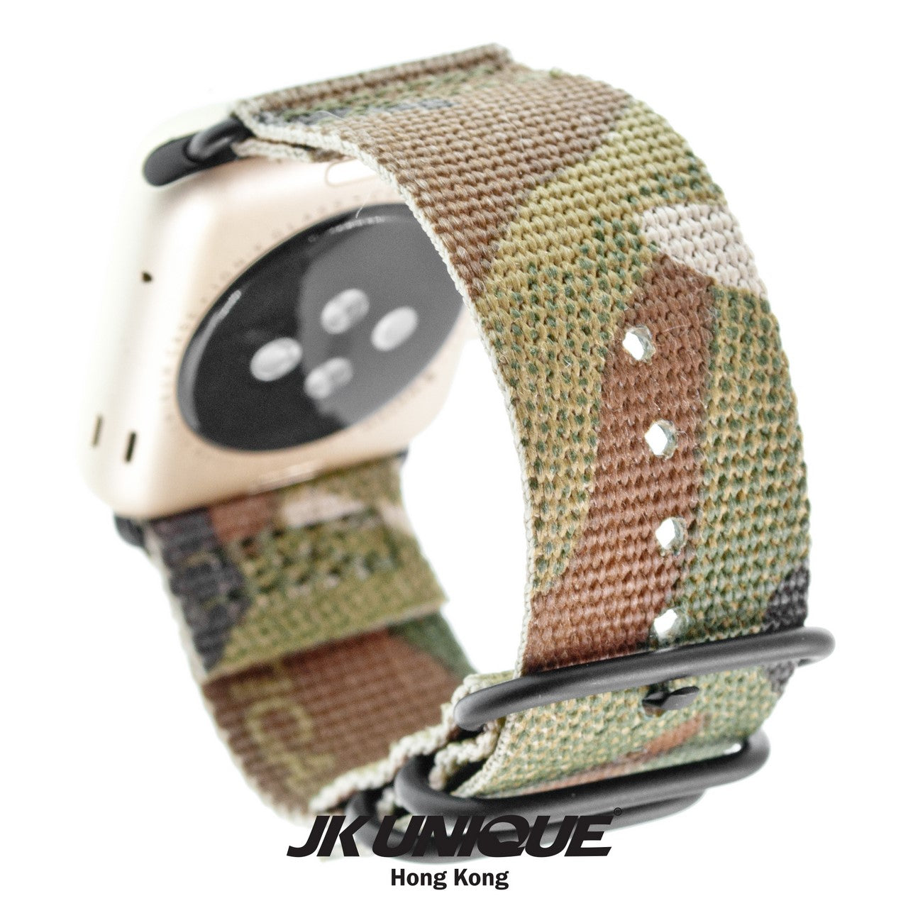 JK UNIQUE CAMO NYLON Apple Watch Strap 42mm Black Buckle - Multicam