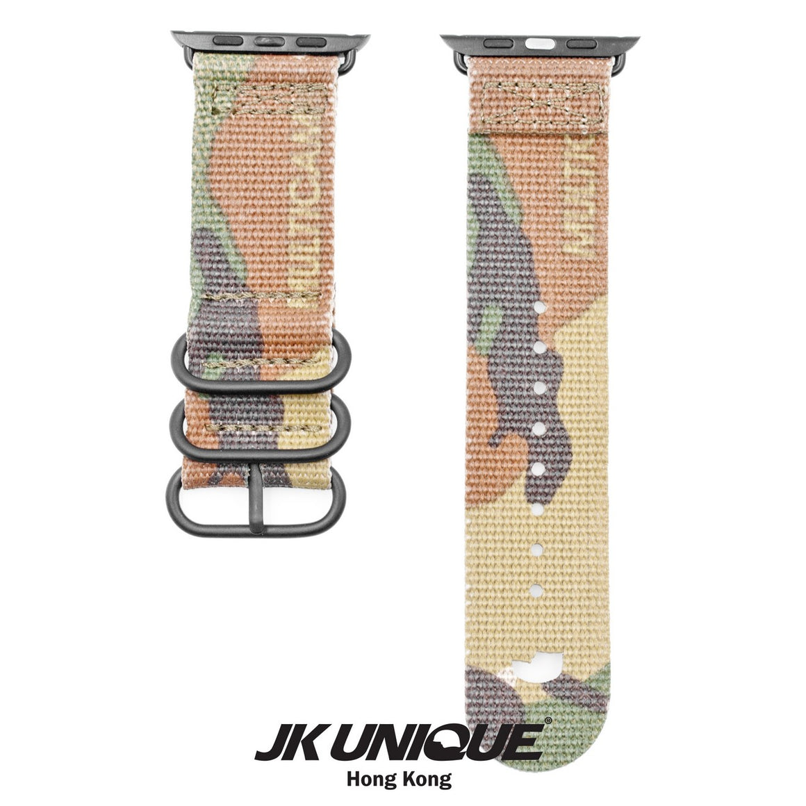 JK UNIQUE CAMO NYLON Apple Watch Strap 42mm Black Buckle - Multicam