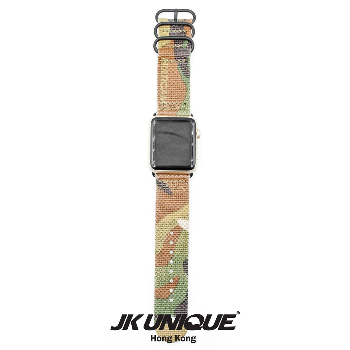 JK UNIQUE CAMO NYLON Apple Watch Strap 42mm Black Buckle - Multicam