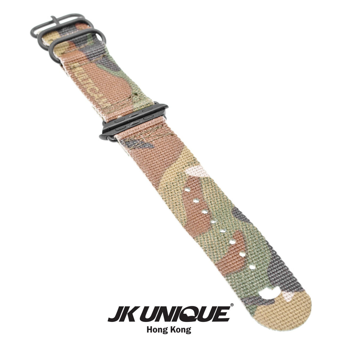 JK UNIQUE CAMO NYLON Apple Watch Strap 42mm Black Buckle - Multicam