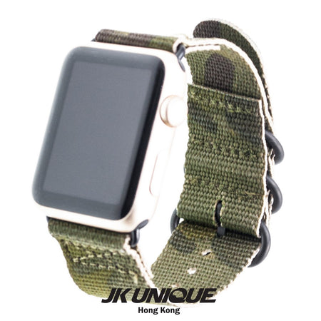 JK UNIQUE CAMO NYLON Apple Watch Strap 42mm Black Buckle - Multicam Tropic