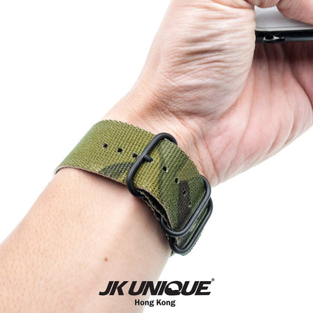 JK UNIQUE CAMO NYLON Apple Watch Strap 42mm Black Buckle - Multicam Tropic
