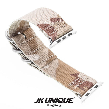 JK UNIQUE CAMO NYLON Apple Watch Strap 42mm Silver Buckle - Multicam Arid