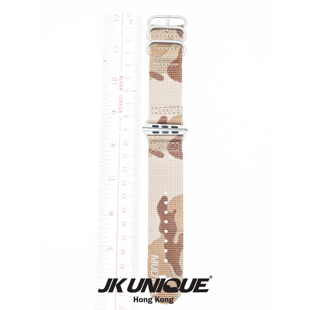 JK UNIQUE CAMO NYLON Apple Watch Strap 42mm Silver Buckle - Multicam Arid