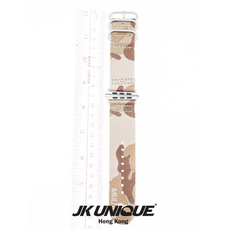 JK UNIQUE CAMO NYLON Apple Watch Strap 42mm Silver Buckle - Multicam Arid