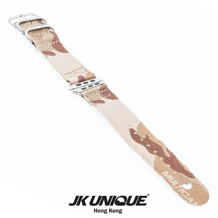 JK UNIQUE CAMO NYLON Apple Watch Strap 42mm Silver Buckle - Multicam Arid