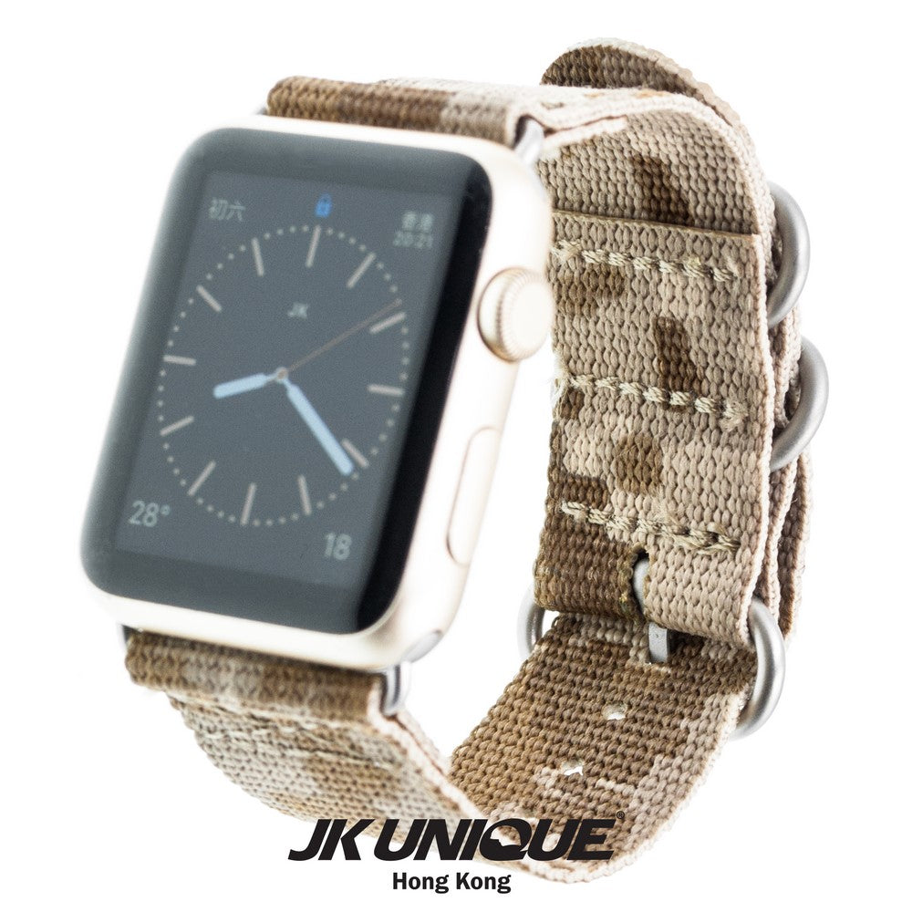 JK UNIQUE CAMO NYLON Apple Watch Strap 42mm Silver Buckle - AOR1 ( Digital Desert )