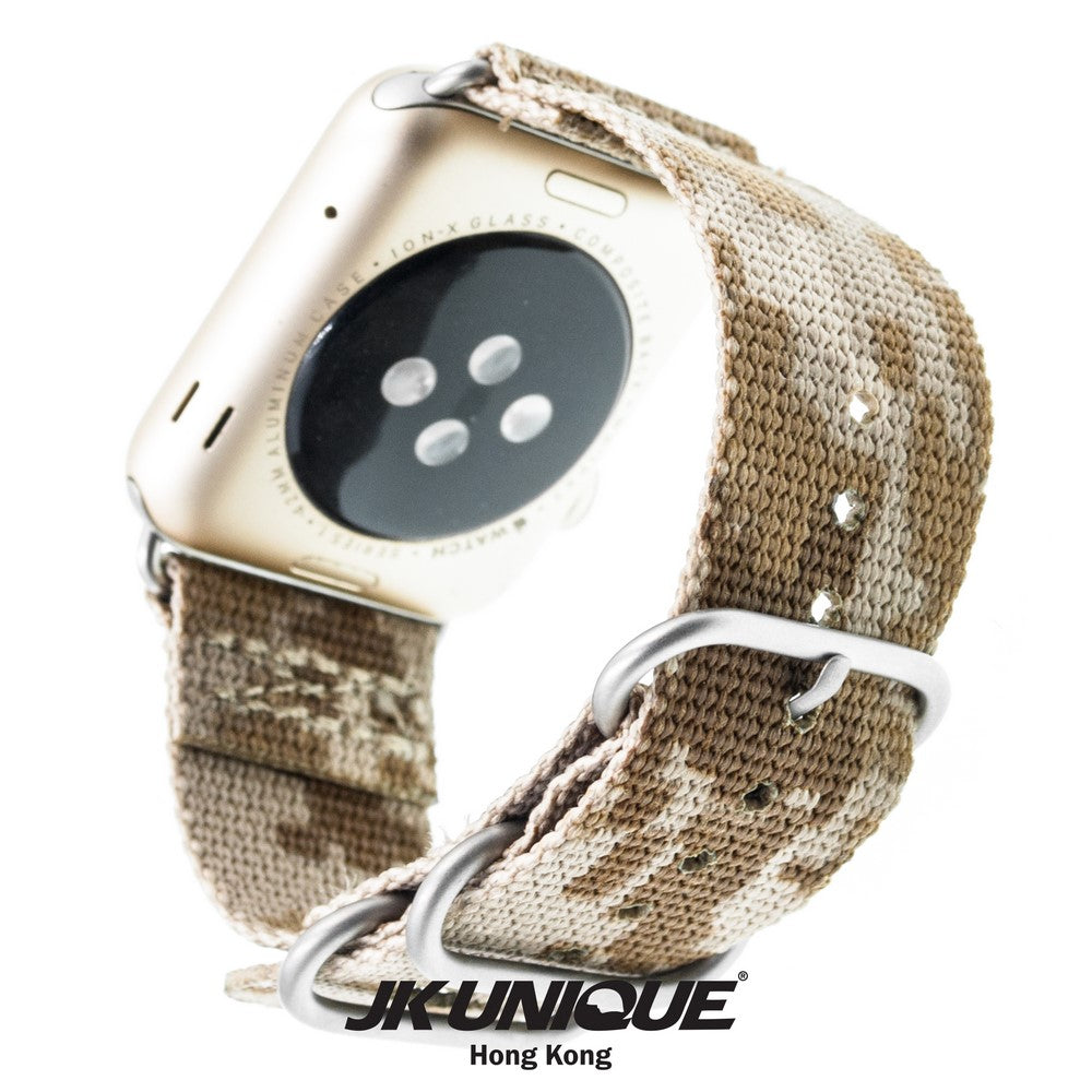 JK UNIQUE CAMO NYLON Apple Watch Strap 42mm Silver Buckle - AOR1 ( Digital Desert )