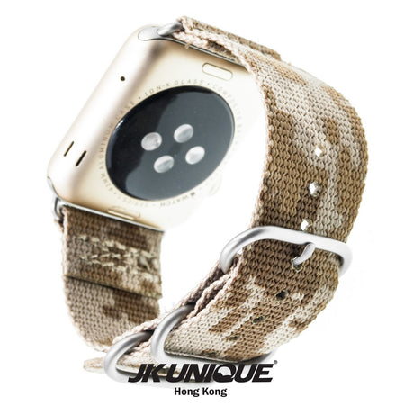 JK UNIQUE CAMO NYLON Apple Watch Strap 42mm Silver Buckle - AOR1 ( Digital Desert )