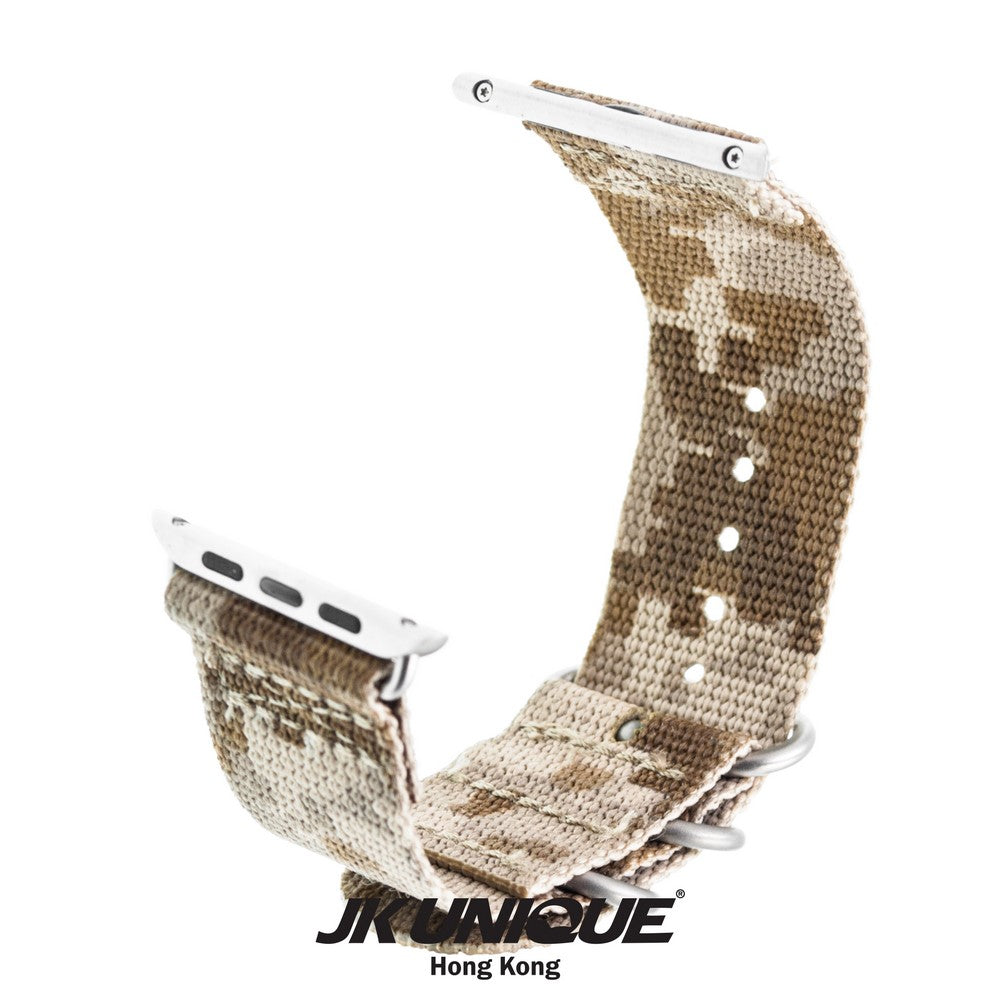 JK UNIQUE CAMO NYLON Apple Watch Strap 42mm Silver Buckle - AOR1 ( Digital Desert )