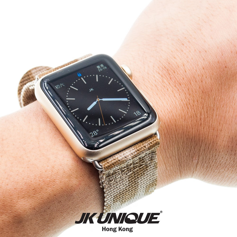JK UNIQUE CAMO NYLON Apple Watch Strap 42mm Silver Buckle - AOR1 ( Digital Desert )