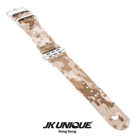 JK UNIQUE CAMO NYLON Apple Watch Strap 42mm Silver Buckle - AOR1 ( Digital Desert )